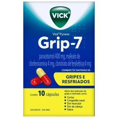 Vick Pyrena Grip-7 Antigripal Gripe e Resfriado 10 Cápsulas