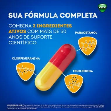 Vick Pyrena Grip-7 Antigripal Gripe e Resfriado 10 Cápsulas