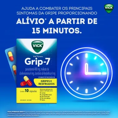 Vick Pyrena Grip-7 Antigripal Gripe e Resfriado 10 Cápsulas