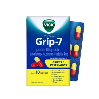 Vick Pyrena Grip-7 Antigripal Gripe e Resfriado 10 C&aacute;psulas