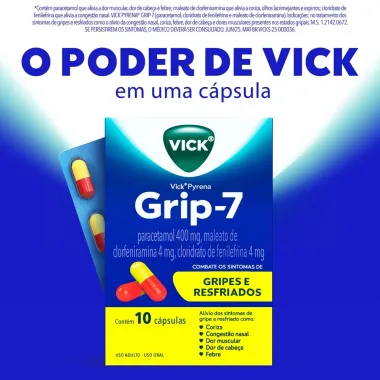 Vick Pyrena Grip-7 Antigripal Gripe e Resfriado 10 C&aacute;psulas