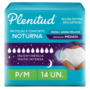 Roupa Íntima Plenitud Noturna Unissex Tamanho P/M 14 Unidades