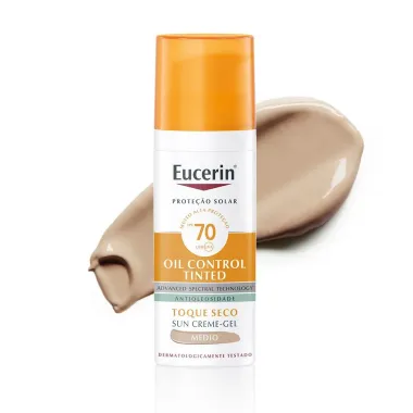 Protetor Solar Facial Eucerin Sun Oil Control Tinted Gel Creme Antioleosidade M&eacute;dio FPS 70 50g