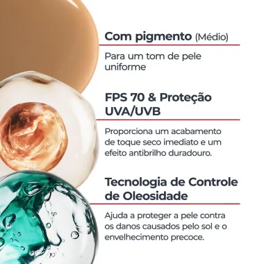 Protetor Solar Facial Eucerin Sun Oil Control Tinted Gel Creme Antioleosidade FPS 70 Cor M&eacute;dia 50g