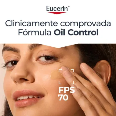 Protetor Solar Facial Eucerin Sun Oil Control Tinted Gel Creme Antioleosidade FPS 70 Cor M&eacute;dia 50g