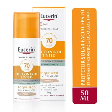 Eucerin Sun Oil Control Tinted Médio FPS 70 Protetor Solar Facial 50g