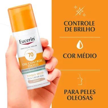 Eucerin Sun Oil Control Tinted Médio FPS 70 Protetor Solar Facial 50g