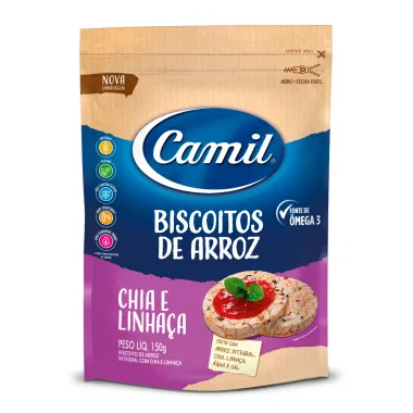 Biscoito de Arroz Integral Camil com Chia e Linhaça 150g