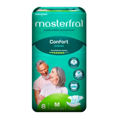Fralda Geriátrico Masterfral Confort Unissex Tamanho M com 8 Unidades