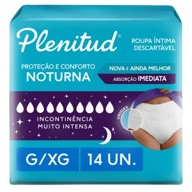 Roupa Íntima Plenitud Noturna Unissex Tamanho G/XG 14 Unidades Descartáveis