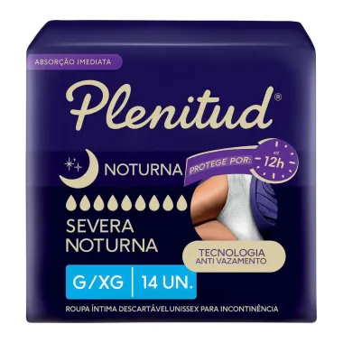 Roupa Íntima Plenitud Noturna Unissex Tamanho G/XG 14 Unidades Descartáveis