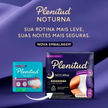 Roupa &Iacute;ntima Plenitud Noturna Unissex Tamanho G/XG 14 Unidades Descart&aacute;veis