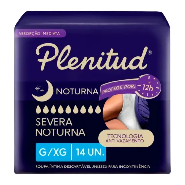 Roupa &Iacute;ntima Plenitud Noturna Unissex Tamanho G/XG 14 Unidades Descart&aacute;veis