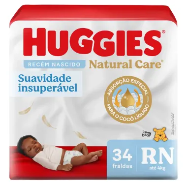 Fralda Premium Huggies Natural Care RN 34 Unidades