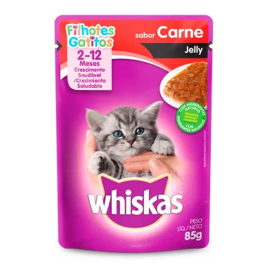 Ração Úmida para Gatos Whiskas Jelly Filhotes 2 a 12 Meses Sabor Carne Sachê 85g