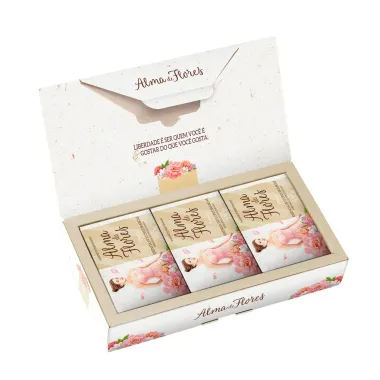 Kit Sabonete em Barra Alma de Flores Essência de Flores Brancas com 3 Unidades 130g Cada
