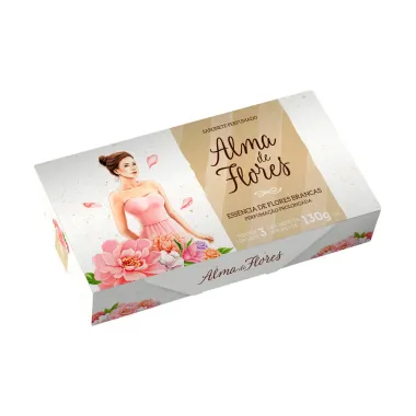 Kit Sabonete em Barra Alma de Flores Essência de Flores Brancas com 3 Unidades 130g Cada