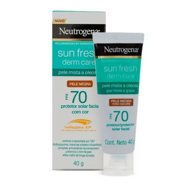 Protetor Solar Facial Neutrogena Sun Fresh Derm Care FPS 70 Pele Negra 40g