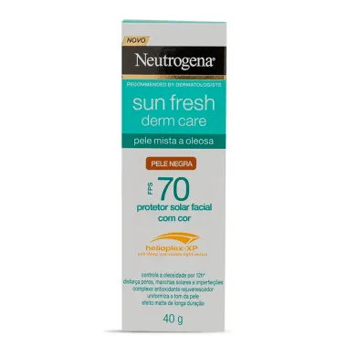 Protetor Solar Facial Neutrogena Sun Fresh Derm Care FPS 70 Pele Negra 40g