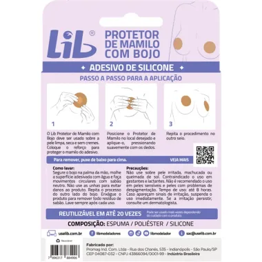 Protetor de Mamilo Reutilizável Lib em Silicone Bege Tamanho Único com  1 Par