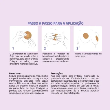 Protetor de Mamilo Reutilizável Lib em Silicone Bege Tamanho Único com  1 Par