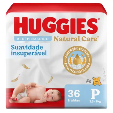 Fralda Huggies Natural Care Tamanho P 36 Fraldas Descartáveis