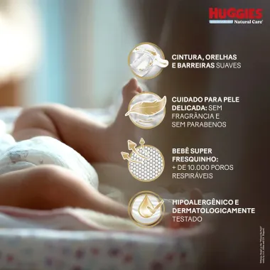 Fralda Huggies Natural Care Tamanho P 36 Fraldas Descartáveis