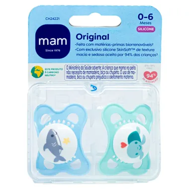 Chupeta Mam Sayings Silicone 0 a 6 Meses Boys Desenhos e Cores Sortidas 2 Unidades Ref:2941