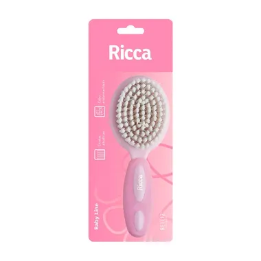 Escova de Cabelo Infanil Ricca Baby Line Cor Rosa com 1 Unidade