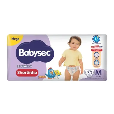 Fralda Shortinho Babysec Premium Tamanho M com 30 Fraldas Descartáveis