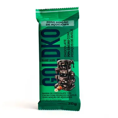 Chocolate GoldKo 70% Cacau com Avelã Zero Açúcar 20g