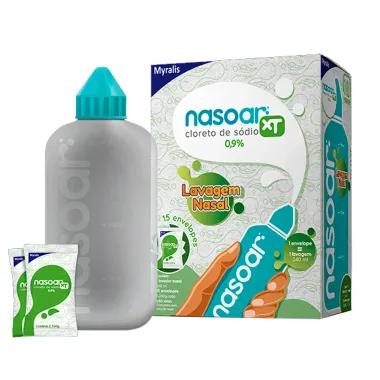 Nasoar XT 0,9% Solução para Lavagem Nasal com 15 Envelopes e Frasco Aplicador