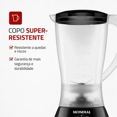 Liquidificador Mondial Easy Power 550W Preto 110V Imagem 4