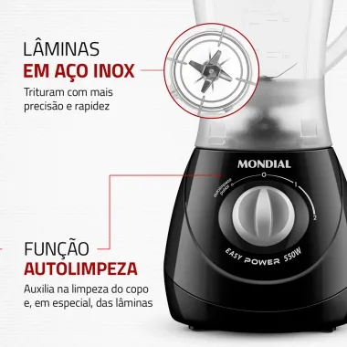 Liquidificador Mondial Easy Power 550W Preto 110V Imagem 5