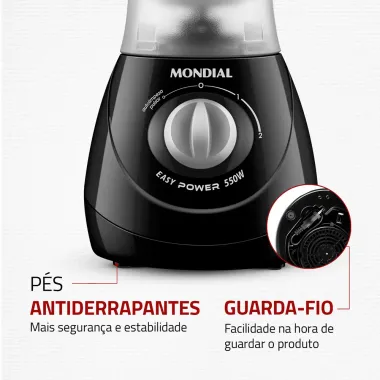 Liquidificador Mondial Easy Power 550W Preto 110V Imagem 6