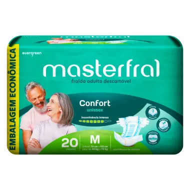 Fralda Geriátrico Masterfral Confort Unissex Tamanho M com 20 Unidades