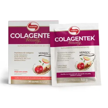 Colagentek Beauty Vitafor Maçã com Canela com 30 Sachês de 3,5g cada