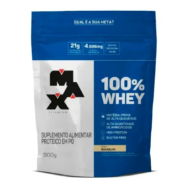 Suplemento Alimentar Whey 100% Max Titanium Sabor Baunilha Refil 900g