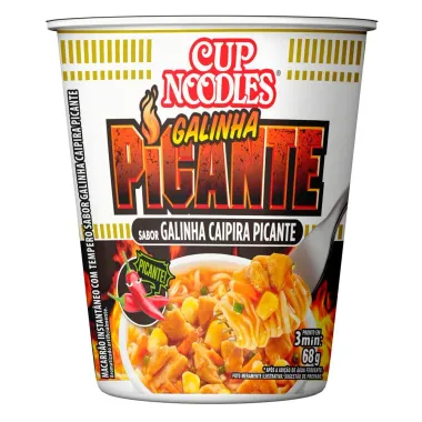 Macarrão Instantâneo Cup Noodles Sabor Galinha Caipira Picante com 68g