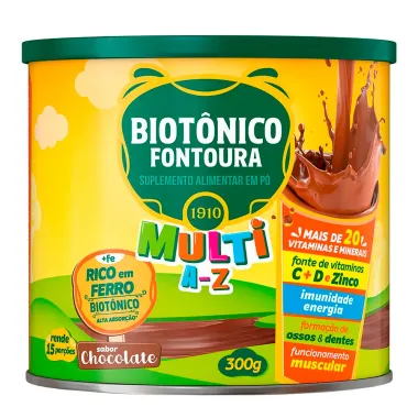 Suplemento Alimentar em Pó Biotônico Fontoura Multi A-Z Chocolate com 300g