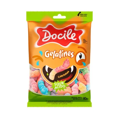 Bala de Gelatina Docile Cobrinhas Coloridas Cítrica 80g
