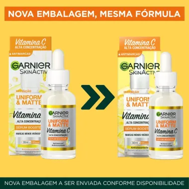 Sérum Booster Garnier Uniform & Matte Vitamina C Antimarcas 30ml