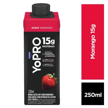 YoPRO Bebida L&aacute;ctea UHT Morango 15g de prote&iacute;nas 250ml