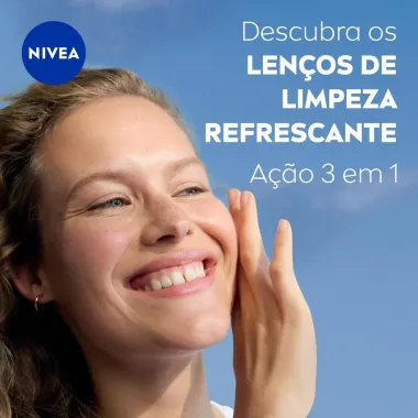 Lenços de Limpeza Facial Nivea  3 em 1 Ação Refrescante Pele Normal a Oleosa 25 Unidades