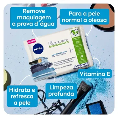 Lenço de Limpeza Nivea Demaquilante Ação Refrescante 3 em 1 25