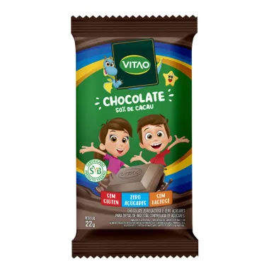 Chocolate Vitao Kids 50% de Cacau Zero Açúcar Sem Glúten e Sem Lactose 22g