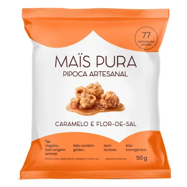 Pipoca Artesanal Mais Pura Sabor Caramelo e Flor de Sal 50g