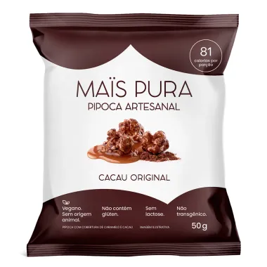 Pipoca Artesanal Mais Pura Sabor Cacau Original 50g