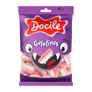 Balas de Gelatina Docile Dentes de Vampiro 80g
