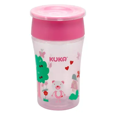 Copo Antivazamento Kuka 360° Cor Rosa 200ml